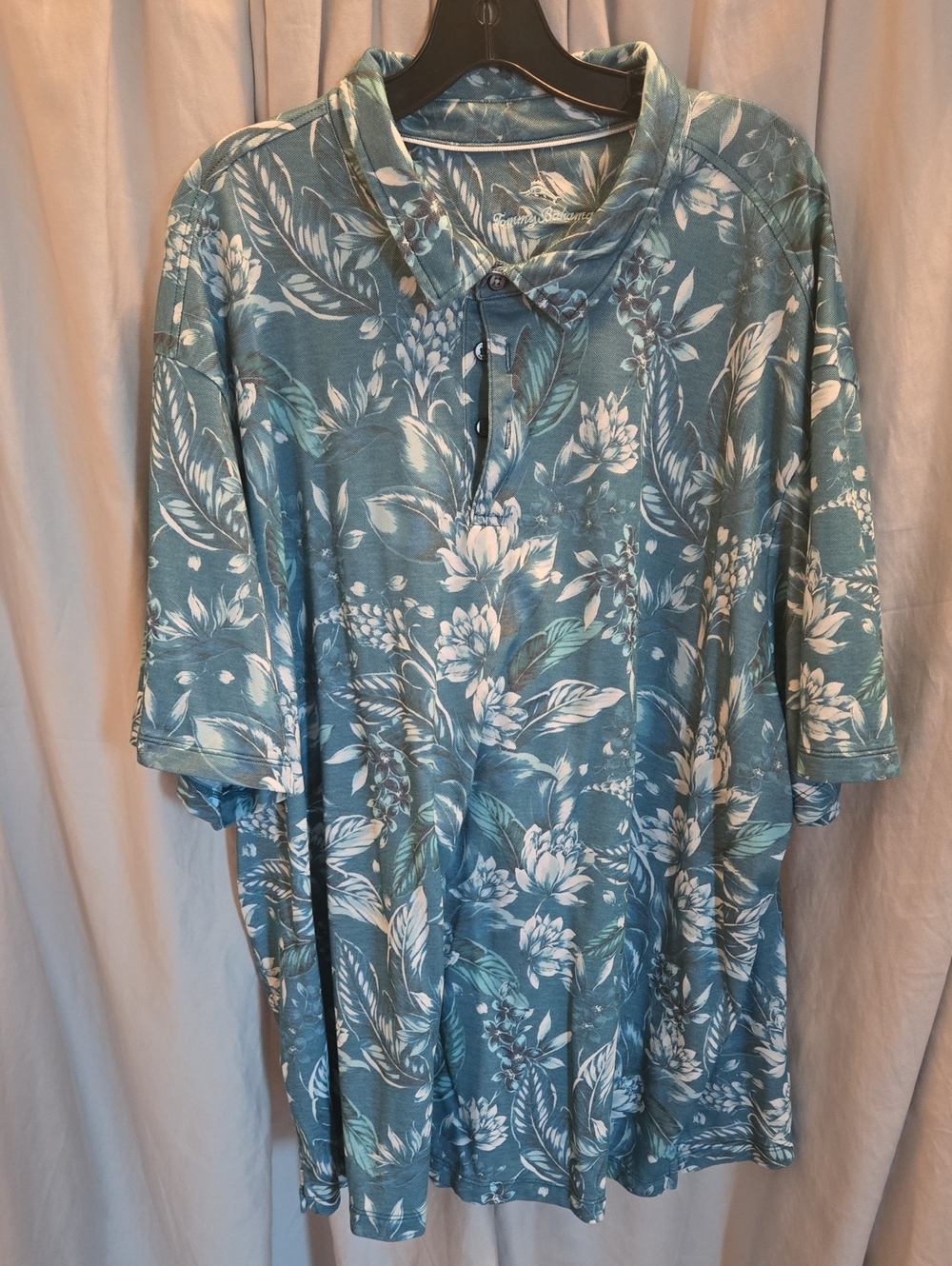 Tommy Bahama Teal Blue Floral Polo